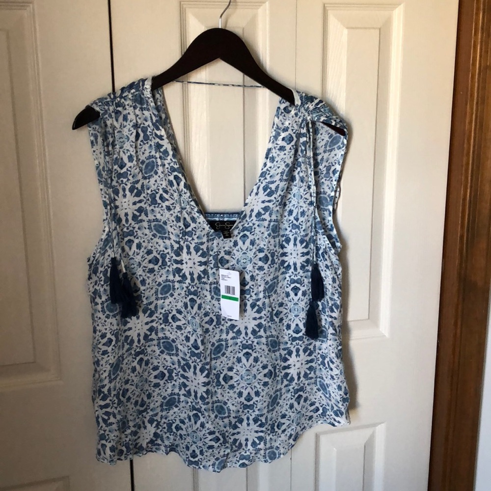 Jessica Simpson Tie Shoulder 100% Modal Shirt L